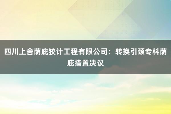 四川上舍荫庇狡计工程有限公司：转换引颈专科荫庇措置决议